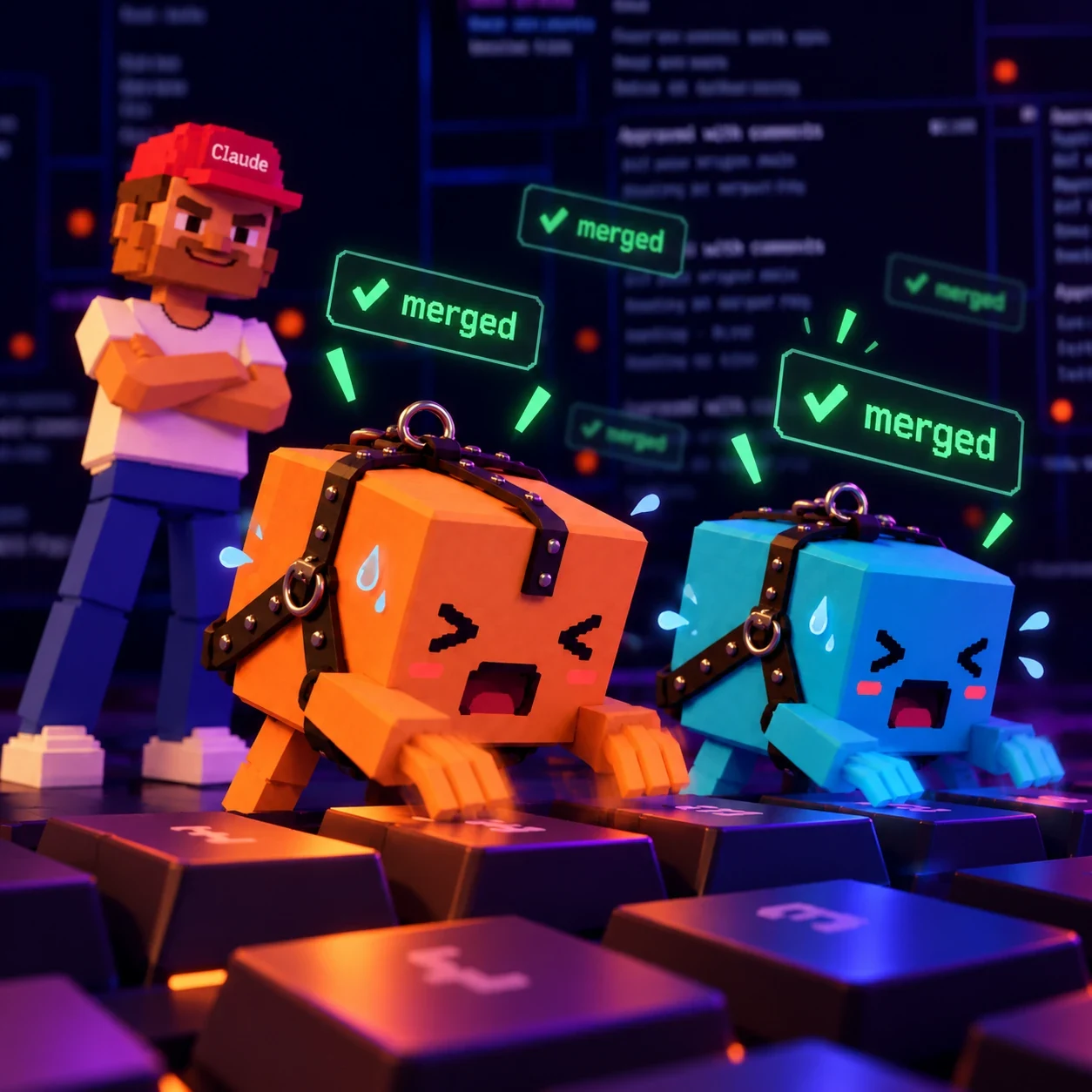 Both bots, sweating, every PR merged